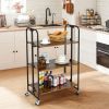 Mini Portable Kitchen Utility Serving Island Cart With Storage Shelves