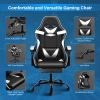 YSSOA Racing Video Backrest and Seat Height Recliner Gaming Office High Back Computer Ergonomic Adjustable Swivel Chair, With footrest, Black/White