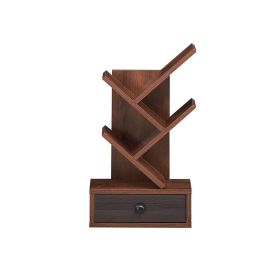 Freestanding Retro Small Bookshelf Storage Rack (Color: Brown)