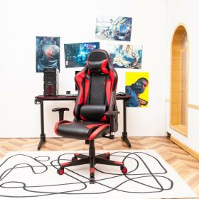 Gaming Chair Adjustable Swivel Racing Style Computer Office Chair (Color: Red)