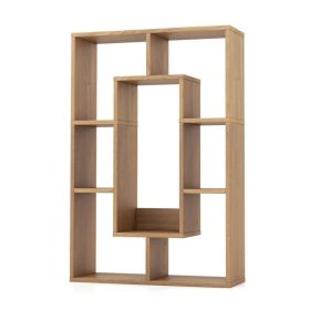 Geometric Bookshelf Modern Decorative Open Bookcase (Color: Natural)