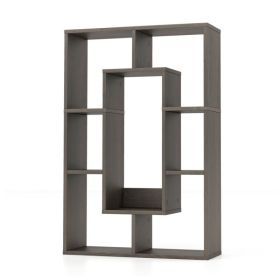 Geometric Bookshelf Modern Decorative Open Bookcase (Color: GRAY)