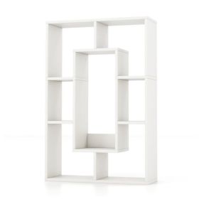 Geometric Bookshelf Modern Decorative Open Bookcase (Color: White)