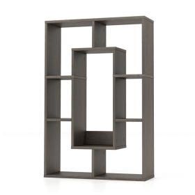 7-Cube Geometric Bookshelf Modern Decorative Open Bookcase (Color: GRAY)