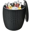 9.5 Gallon 4-in-1 Patio Rattan Cool Bar Cocktail Table Side Table XH