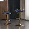 Bar Stools Set of 2 Counter Height Adjustable velvet Padded 360° Swivel Bar Chairs Modern Industrial Style Barstool for Home Kitchen Island(2PCS/CTN)