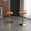 Bar Stools Set of 2 Counter Height Adjustable velvet Padded 360° Swivel Bar Chairs Modern Industrial Style Barstool for Home Kitchen Island(2PCS/CTN)