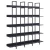 5 Tier Bookcase Home Office Open Bookshelf, Vintage Industrial Style Shelf with Metal Frame, MDF Board