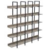 5 Tier Bookcase Home Office Open Bookshelf, Vintage Industrial Style Shelf with Metal Frame, MDF Board