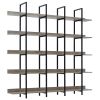 5 Tier Bookcase Home Office Open Bookshelf, Vintage Industrial Style Shelf with Metal Frame, MDF Board