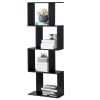 2/3/4 Tiers Wooden S-Shaped Bookcase for Living Room Bedroom Office