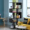 5 Cubes Ladder Shelf Corner Bookshelf Display Rack Bookcase