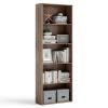 23.5 x 9.5 x 67 Inch 5-Shelf Multi-Functional Wood Bookcase for Home Office