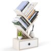 5-Tier Floor Standing Tree Bookcase with Drawer