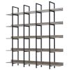 5 Tier Bookcase Home Office Open Bookshelf, Vintage Industrial Style Shelf with Metal Frame, MDF Board