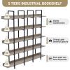 5 Tier Bookcase Home Office Open Bookshelf, Vintage Industrial Style Shelf with Metal Frame, MDF Board