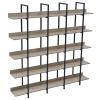 5 Tier Bookcase Home Office Open Bookshelf, Vintage Industrial Style Shelf with Metal Frame, MDF Board