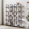 5 Tier Bookcase Home Office Open Bookshelf, Vintage Industrial Style Shelf with Metal Frame, MDF Board